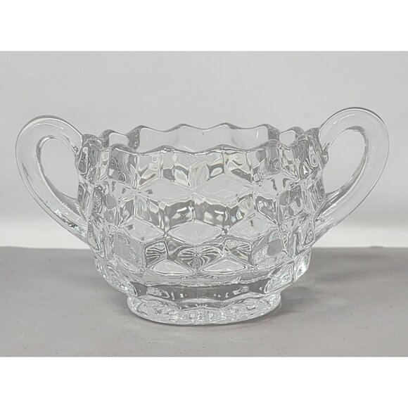 Vintage Clear Glass Cream &‎ Sugar Bowls With Elegant Cut Design (Not a Set) - Picture 10 of 15